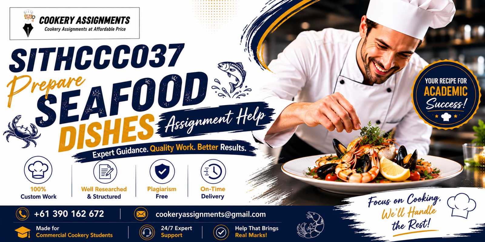 Chef preparing seafood dishes for SITHCCC037