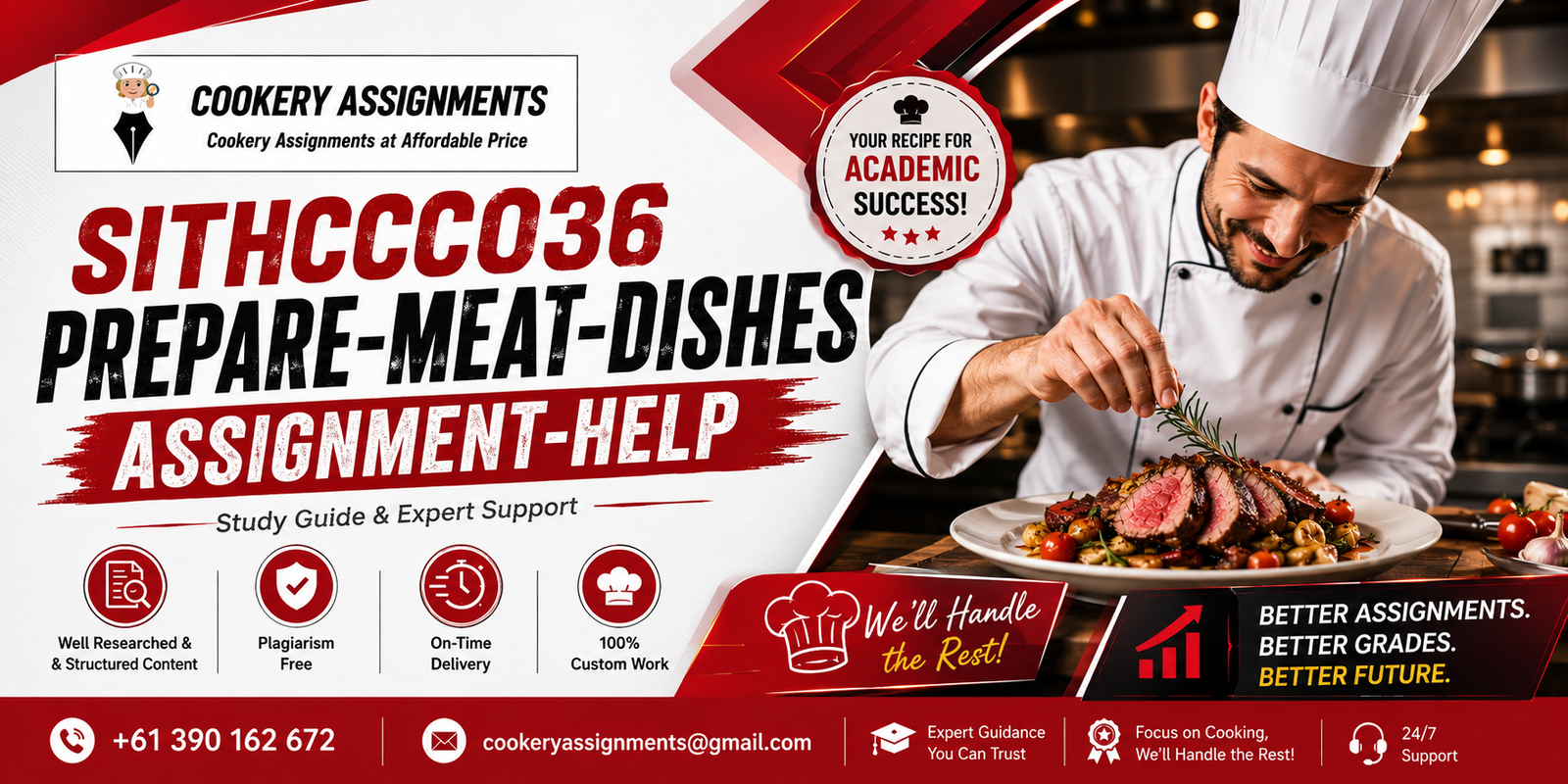 Chef preparing meat dishes for SITHCCC036